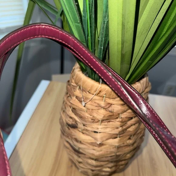 Coach Tan Signature Canvas Tote 💕with Burgundy Leather Accents Y2K Bag - Picture 3 of 7